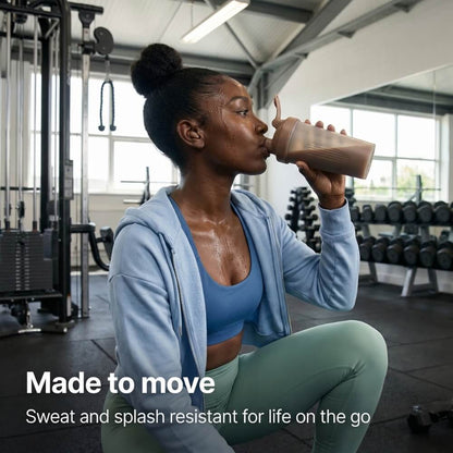 ViSound™ Air ultra-light earbuds in skin tones edition displayed with a fitness setting and workout equipment in the backg...